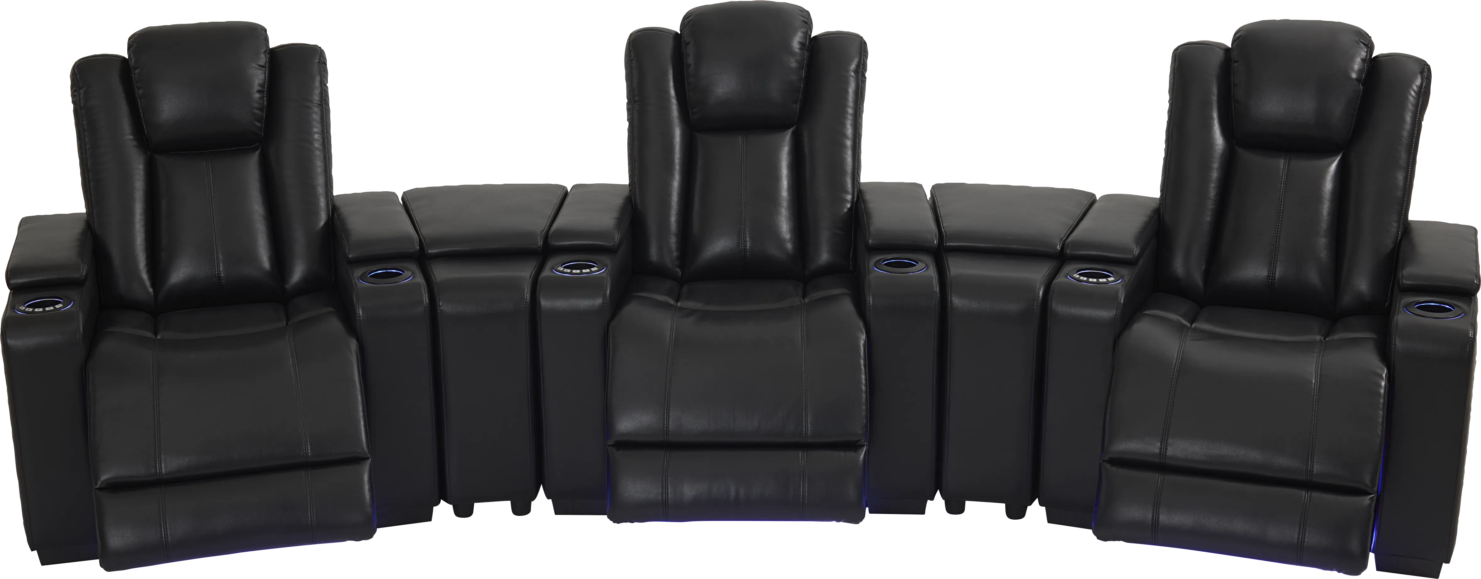 Maverick Black 5 Pc Dual Power Reclining Home Theater Sectional - Thumbnail - Image 1