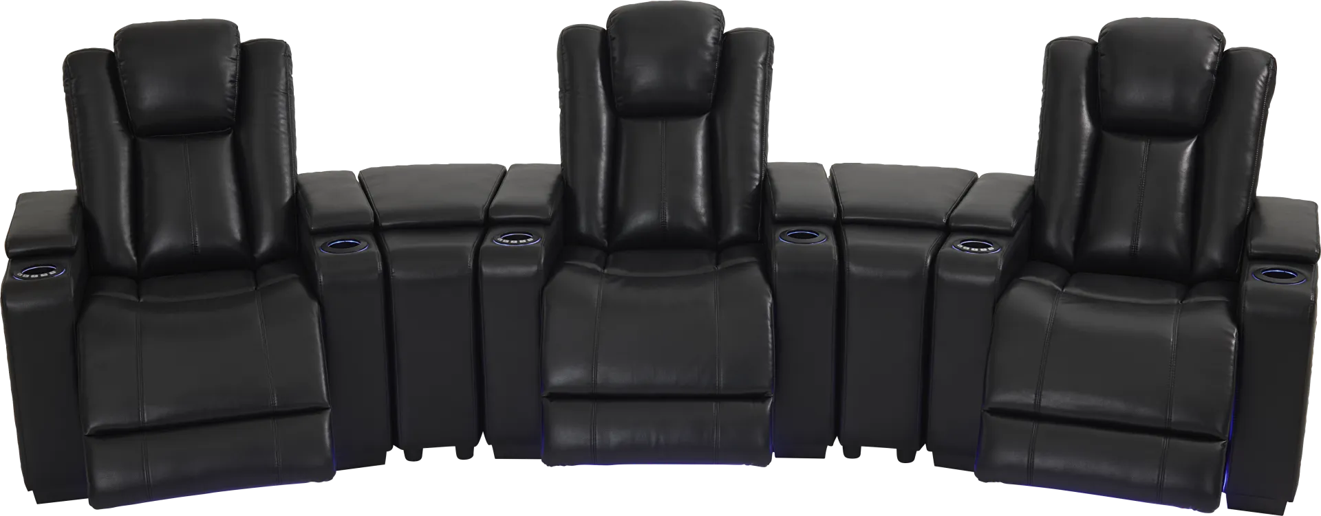 Maverick Black 5 Pc Dual Power Reclining Home Theater Sectional - Image 1