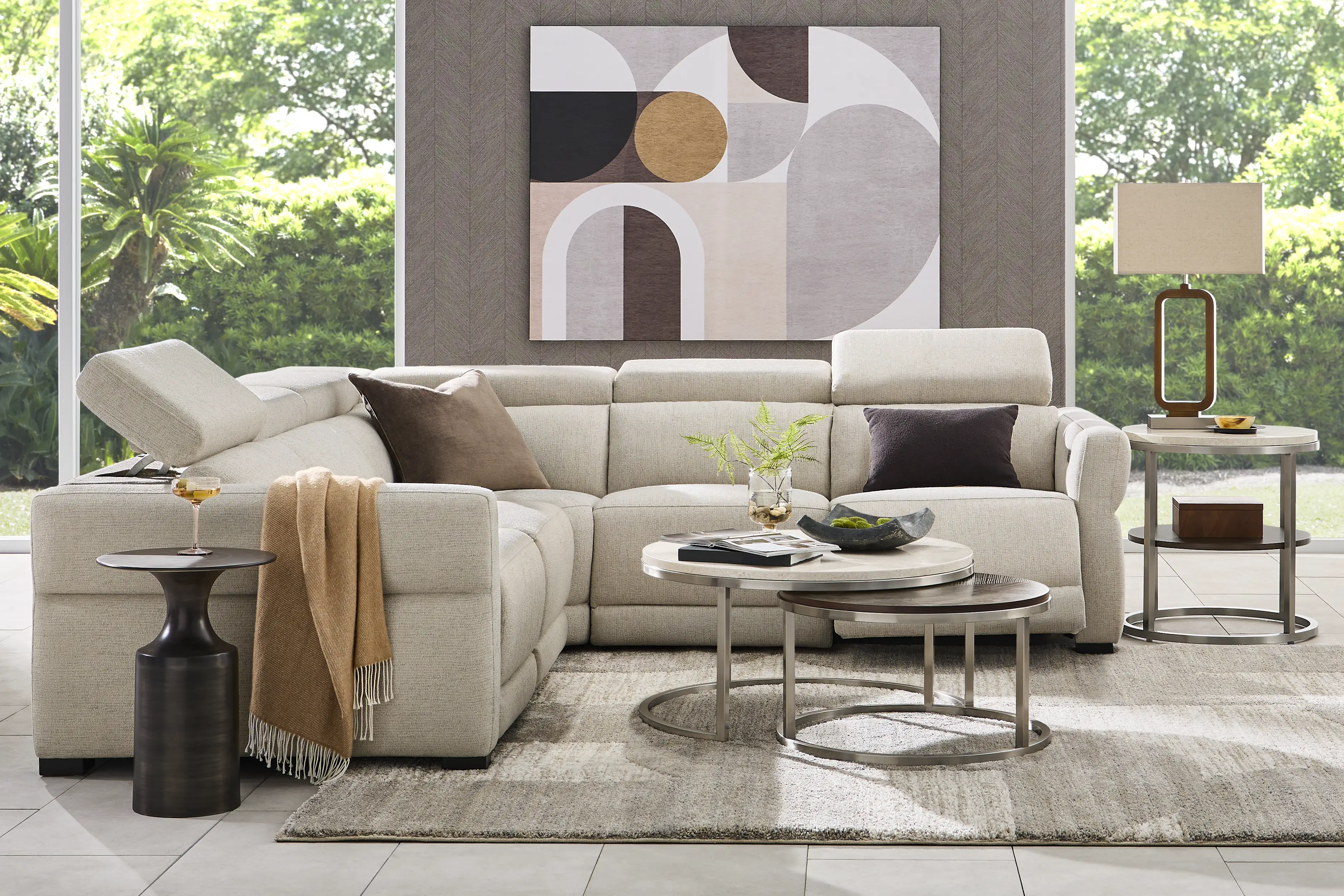 Layton Beige 3 Pc Dual Power Reclining Sectional - Thumbnail - Image 2