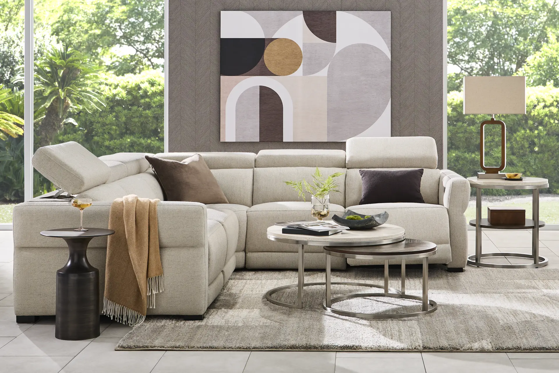 Layton Beige 3 Pc Dual Power Reclining Sectional