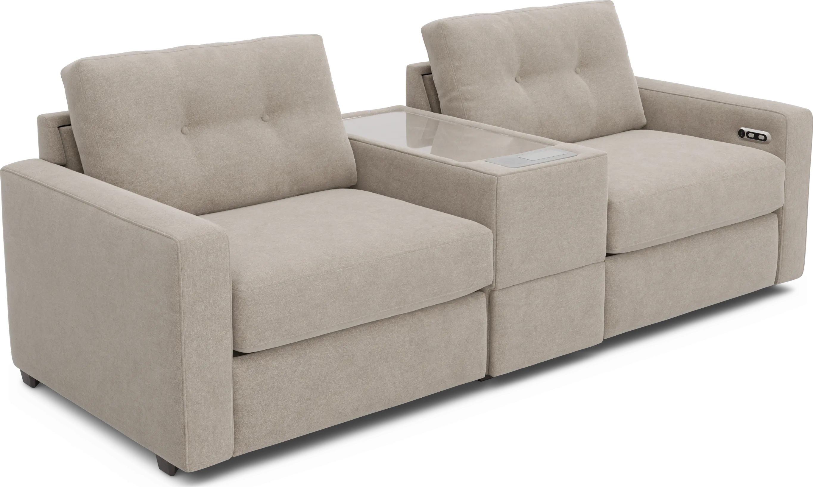 Beige 3 Pc Power Reclining ModularOne with Media Console - Thumbnail - Image 1