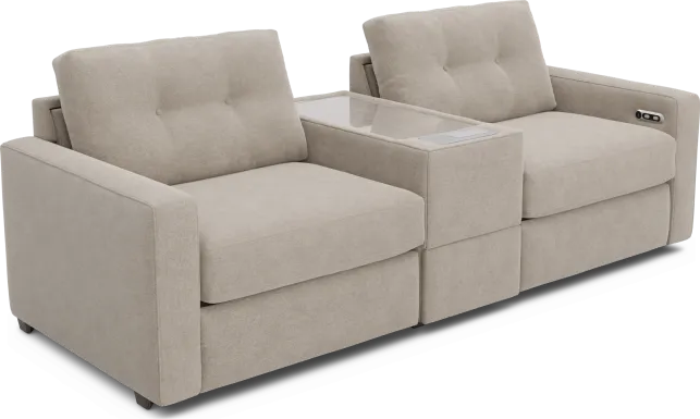 Beige 3 Pc Power Reclining ModularOne with Media Console