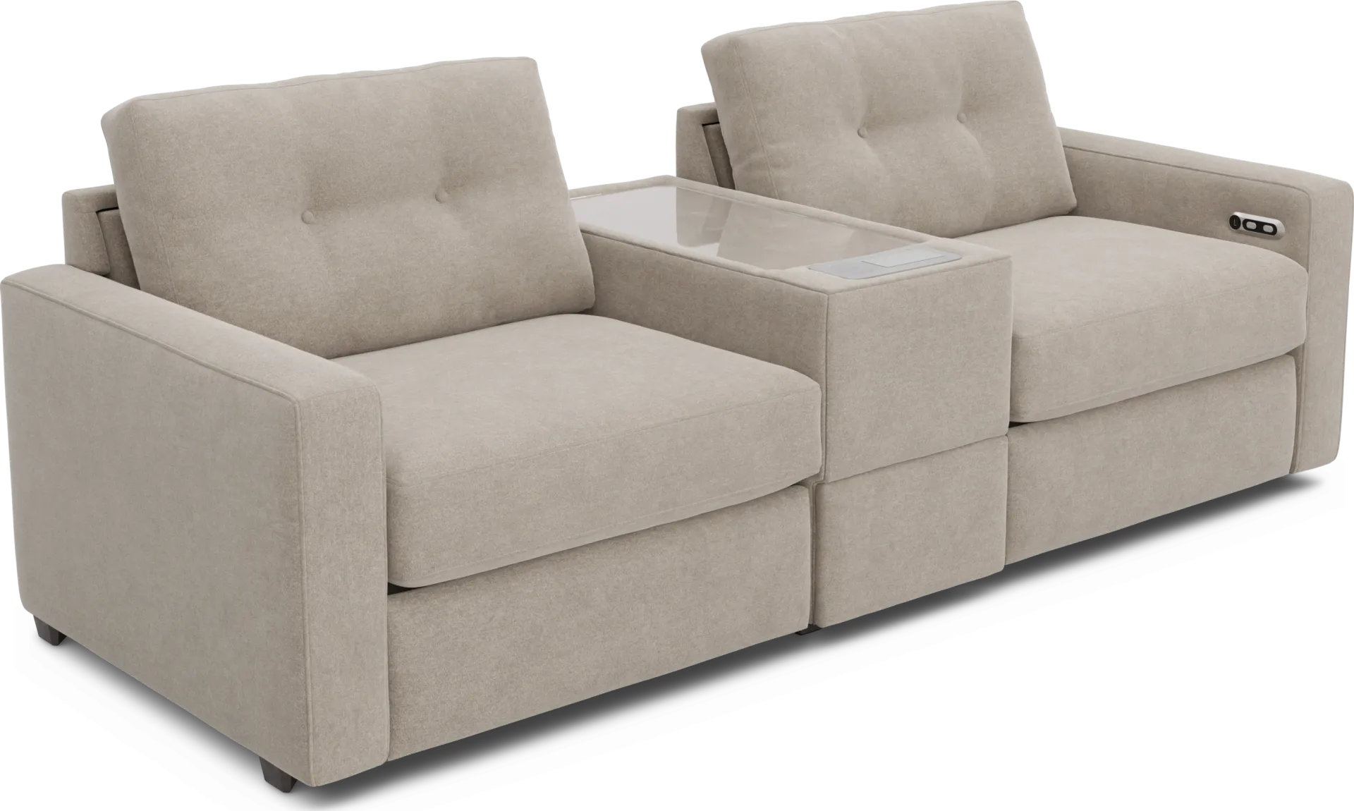 Beige 3 Pc Power Reclining ModularOne with Media Console - Image 1