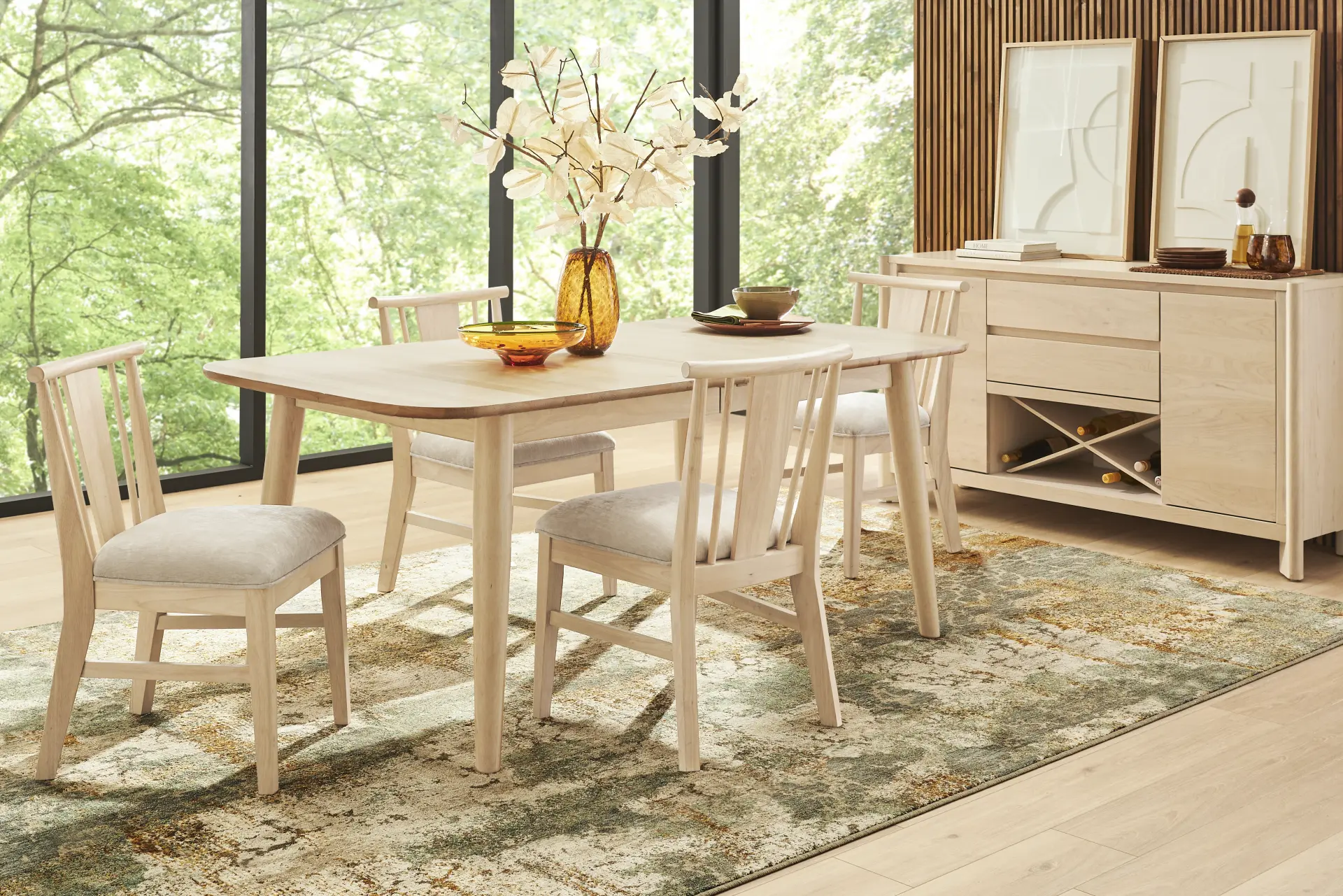 Julian Natural 5 Pc Dining Room with Spindle Back Chairs