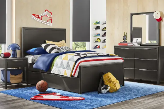 Kids Stardust Charcoal Twin Panel Bedroom