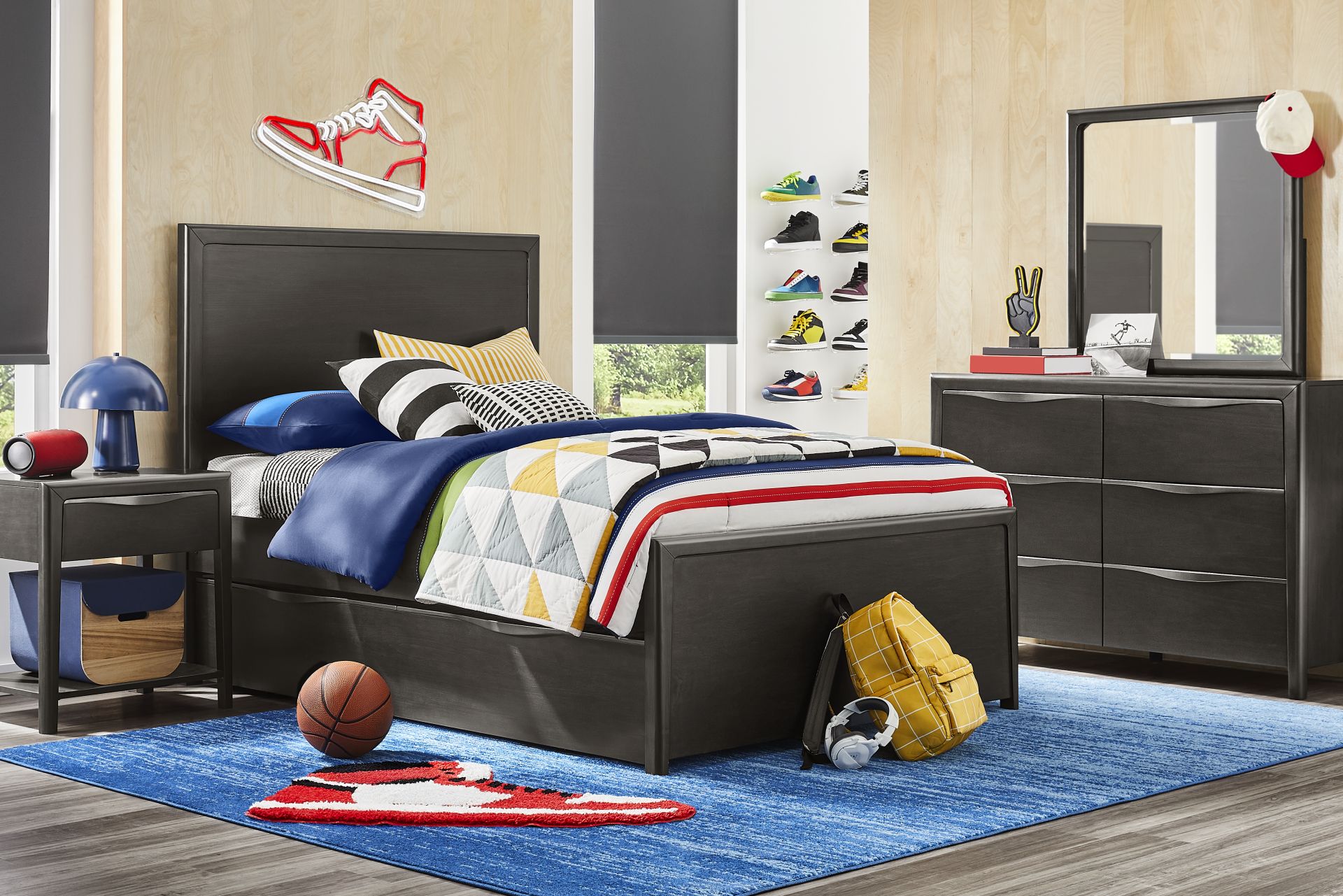 Kids Stardust Charcoal Twin Panel Bed - Image 2