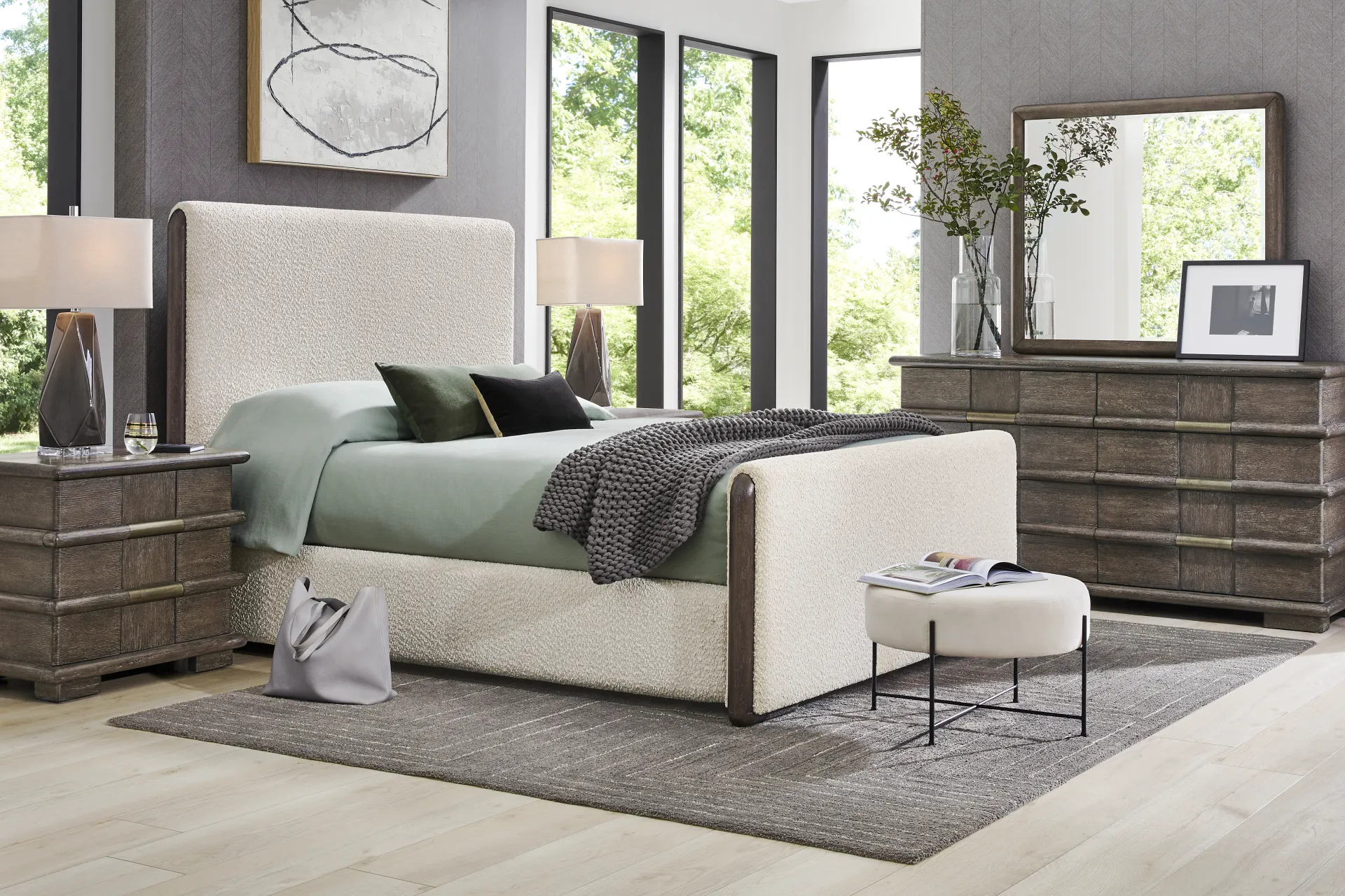 Moreno Brown 3 Pc King Upholstered Bed - Image 1