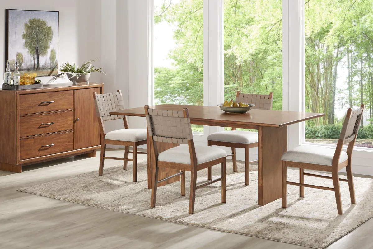 Surrey Ellis Brown 5 Pc Dining Room with Strap Back Chairs