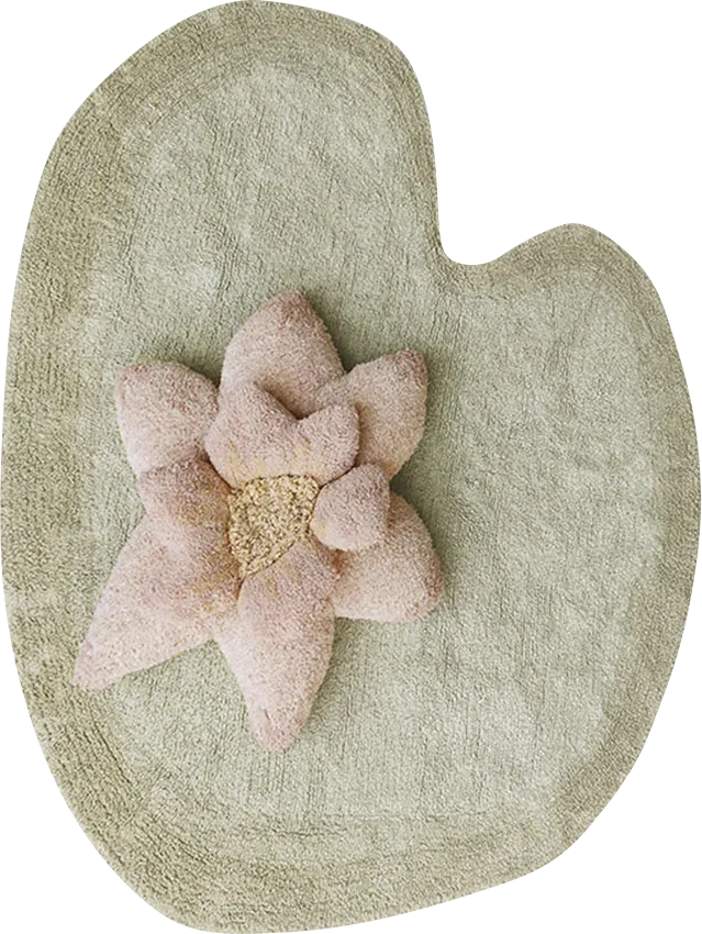 Kids Olive 4' x 5'3 Puffy Lily Machine Washable Rug - Thumbnail - Image 1