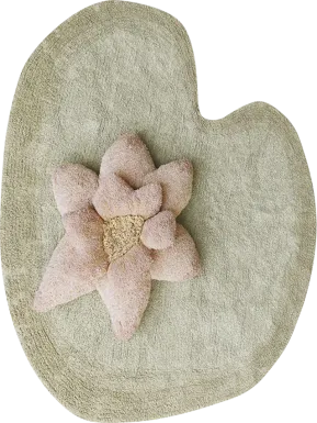 Kids Olive 4' x 5'3 Puffy Lily Machine Washable Rug