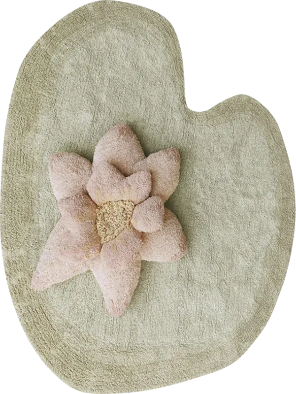 Kids Olive 4' x 5'3 Puffy Lily Machine Washable Rug