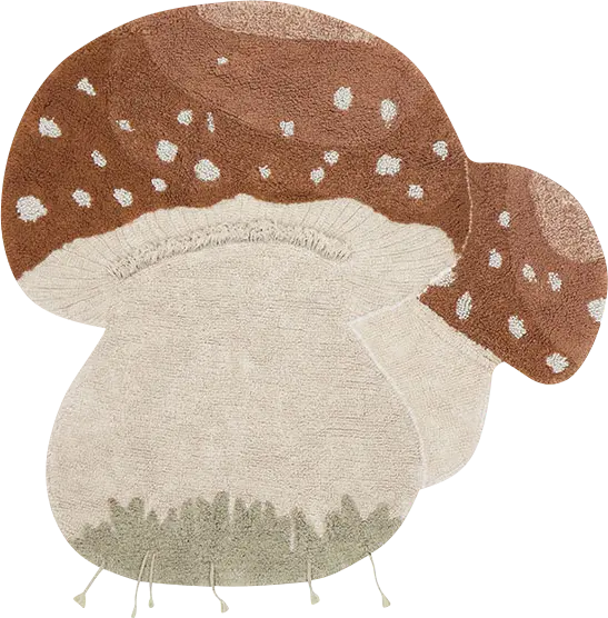 Kids Natural Boletus 4' Machine Washable Rug
