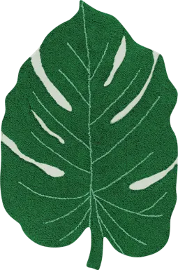 Kids Green 4' x 5'3 Monstera Leaf Machine Washable Rug