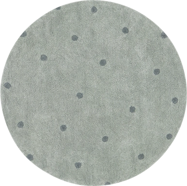 Kids Blue 4'7 Round Dot Maching Washable Rug