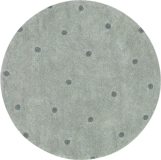 Kids Blue 4'7 Round Dot Maching Washable Rug