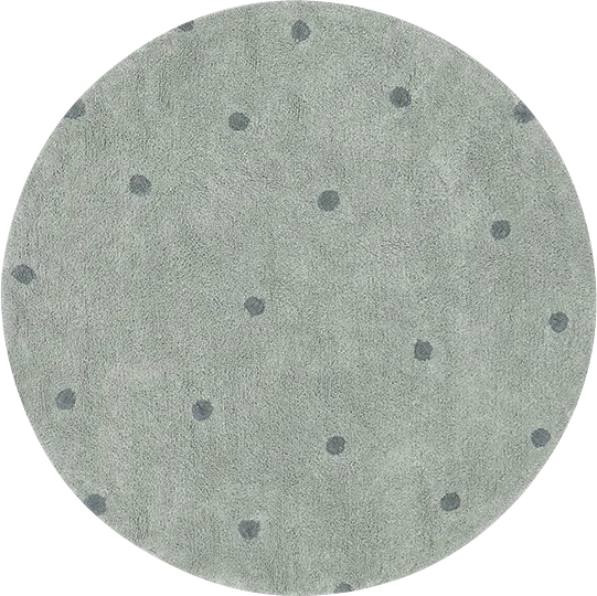 Kids Blue 4'7 Round Dot Maching Washable Rug - Image 1