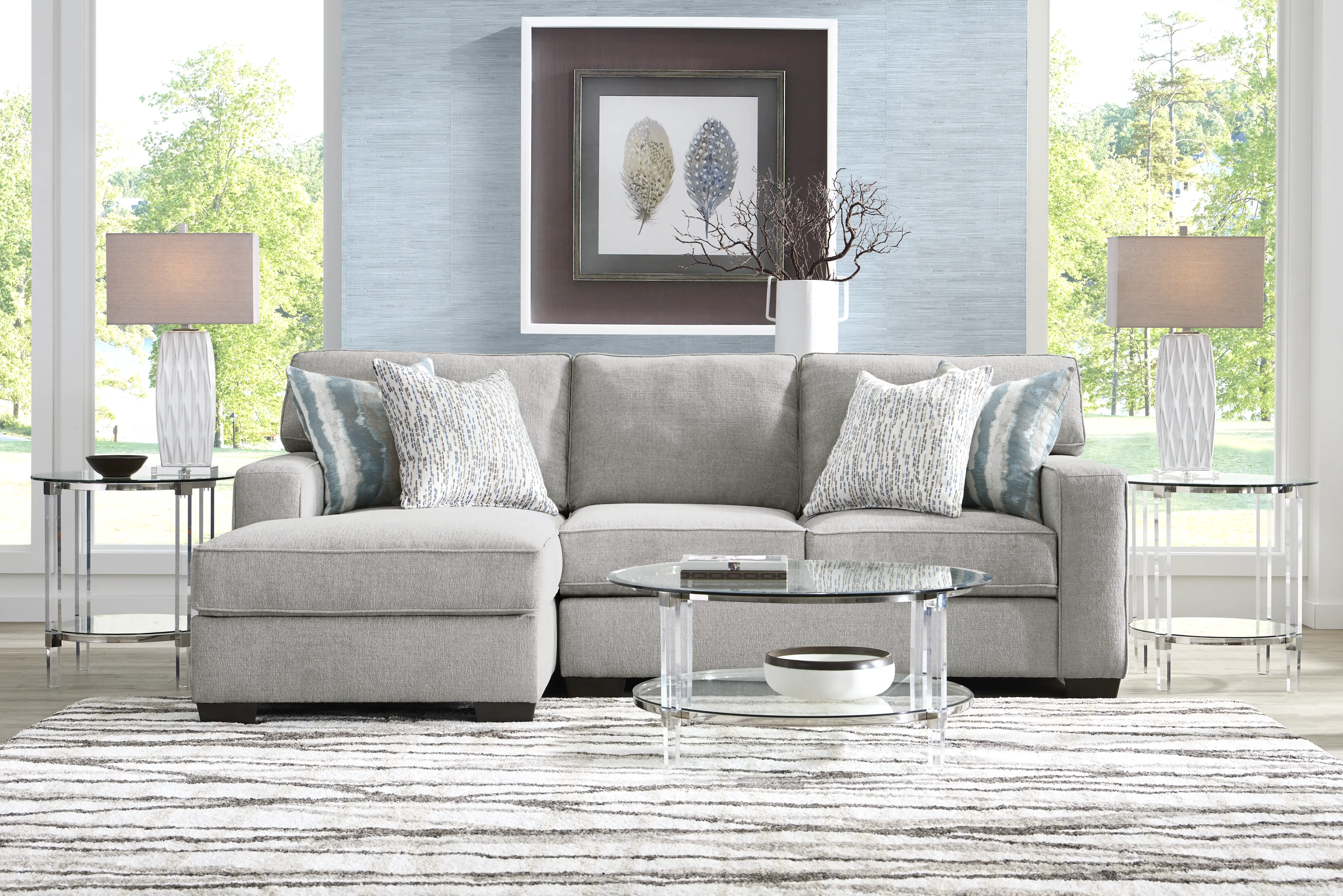 Cynthia Gray Woven 2 Pc With Chaise Left Arm Sectional | Rooms to Go