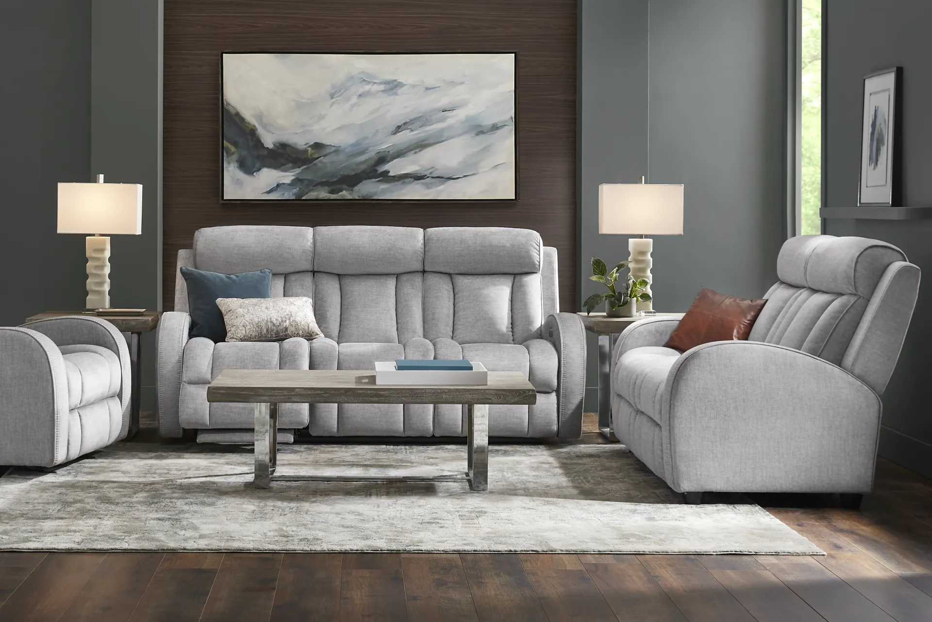Copperfield Gray Dual Power Reclining Sofa - Image 1