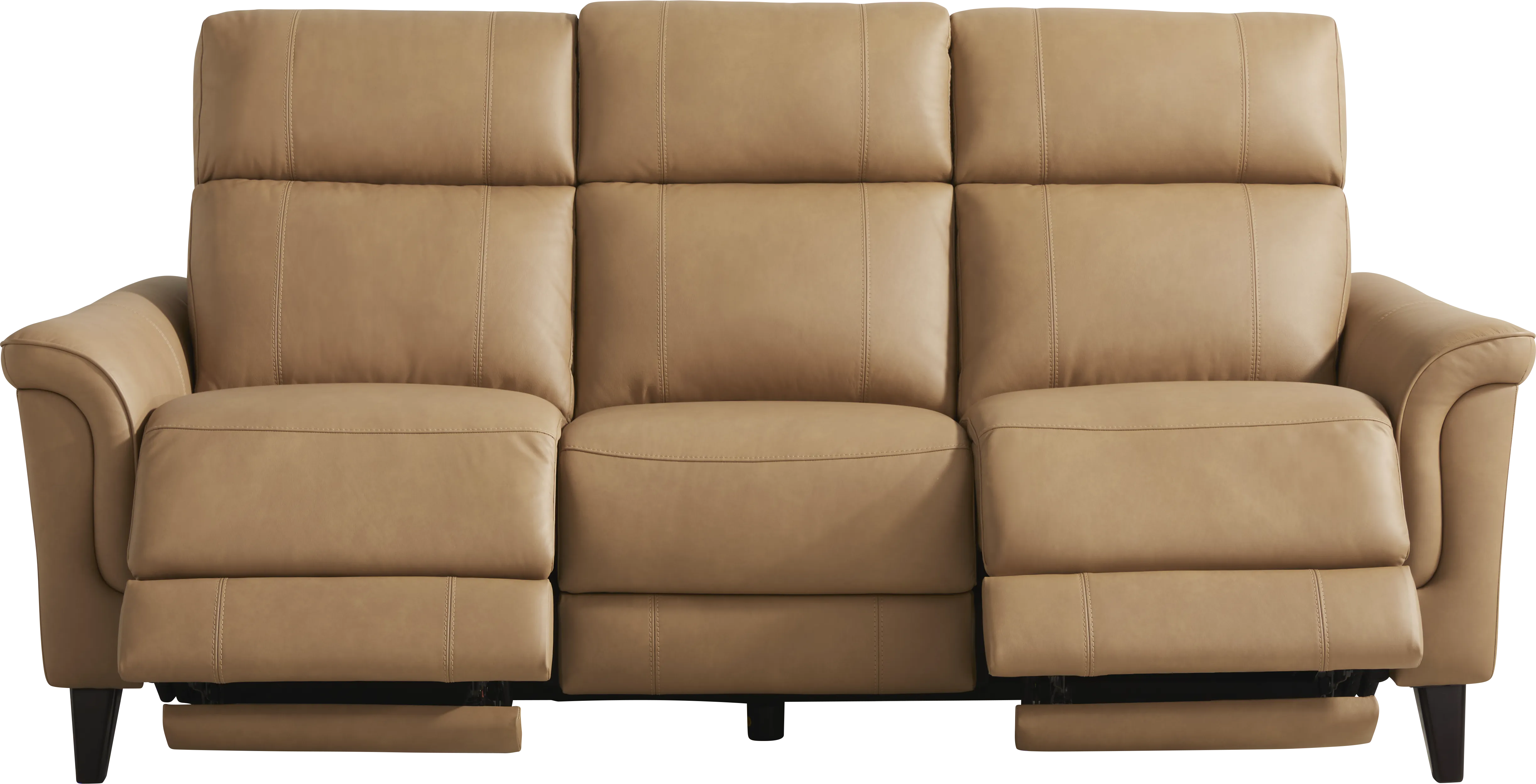 Antonella Tan Leather Dual Power Reclining Sofa - Thumbnail - Image 1