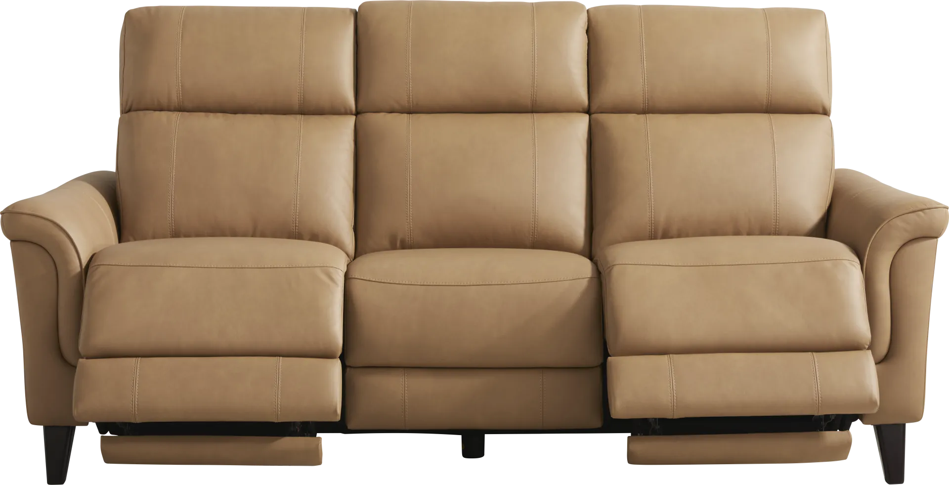 Antonella Tan Leather Dual Power Reclining Sofa - Image 1