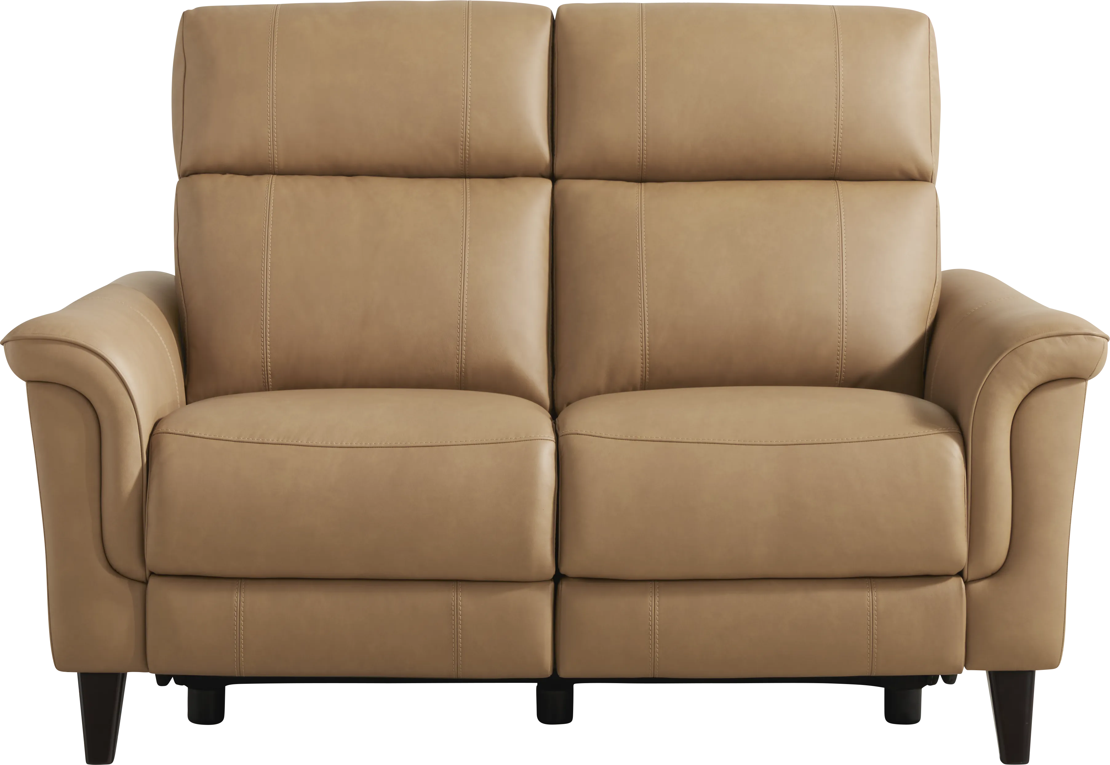 Antonella Tan Leather Dual Power Reclining Loveseat - Thumbnail - Image 1
