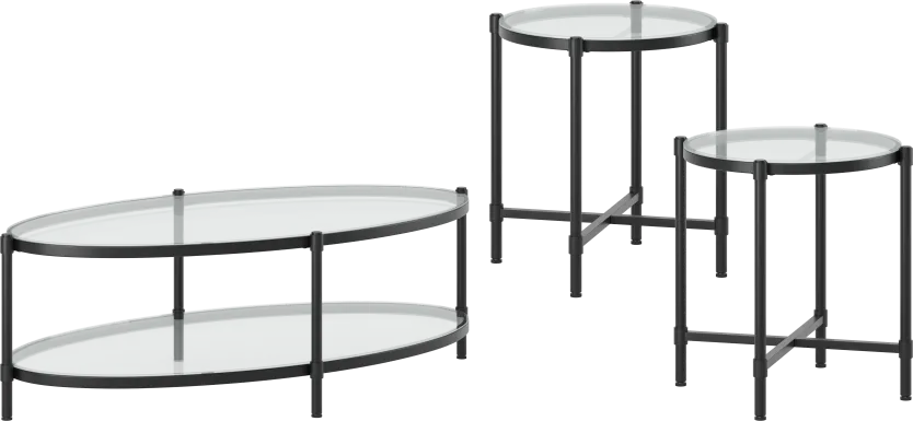 Alva Black 3 Pc Table Set