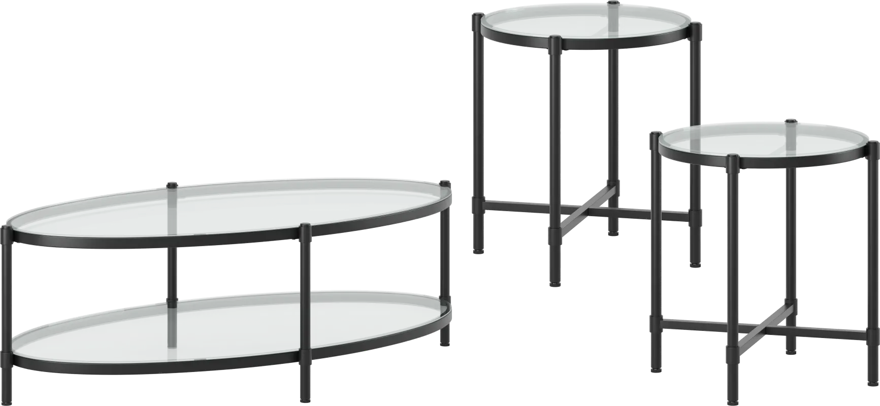 Alva Black 3 Pc Table Set