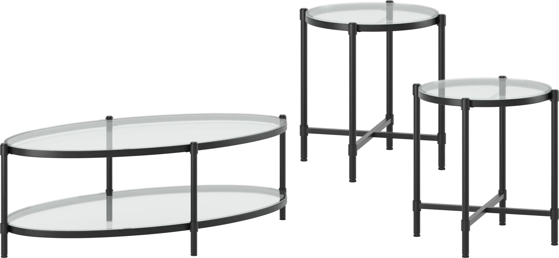 Alva Black 3 Pc Table Set