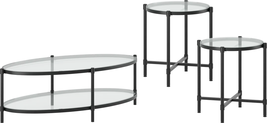 Alva Black 3 Pc Table Set