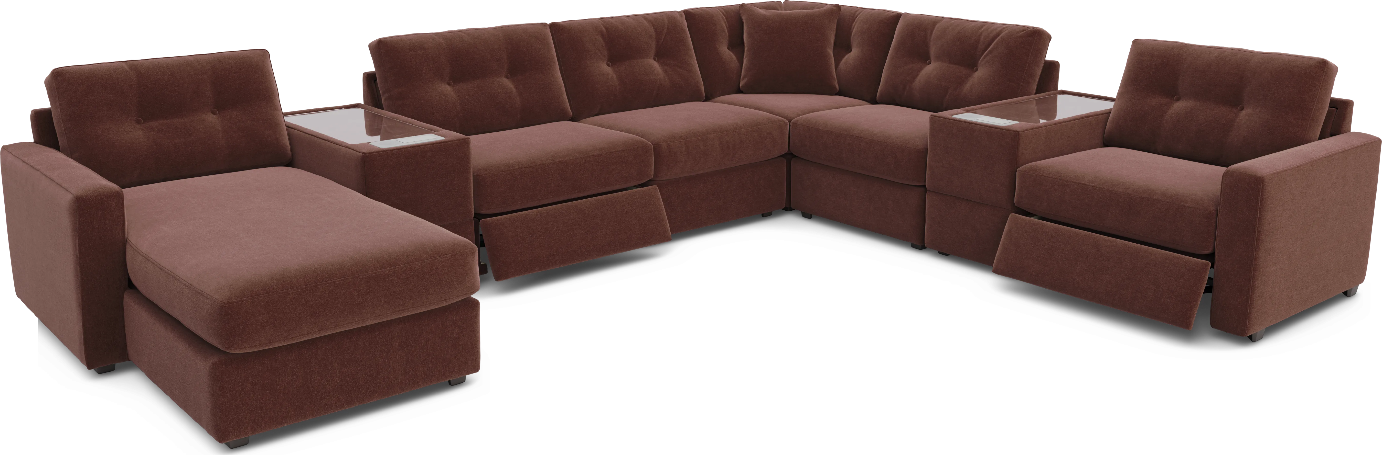 Merlot 8 Pc Power Reclining ModularOne with Media Consoles - Thumbnail - Image 1