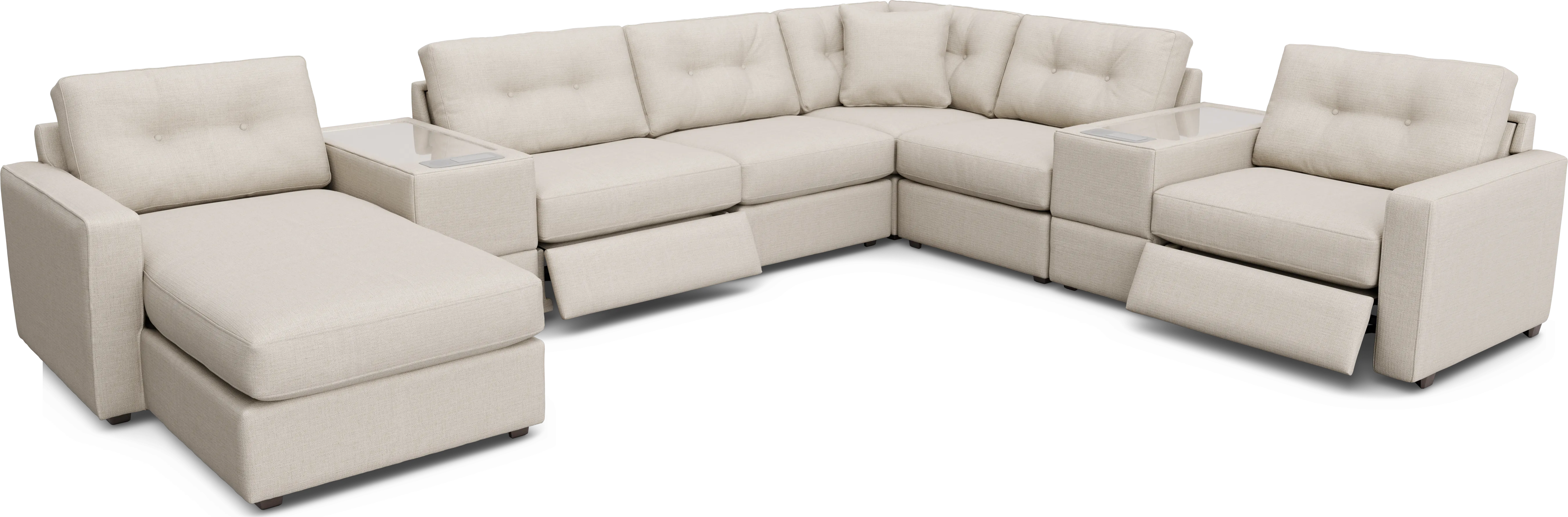 Off-White 8 Pc Power Reclining ModularOne with Media Consoles - Thumbnail - Image 1
