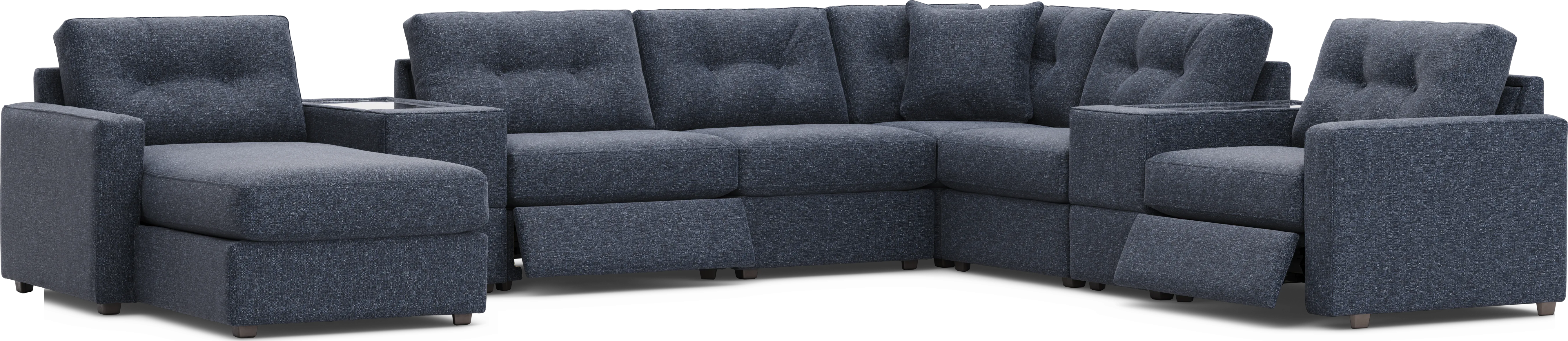 Dark Blue 8 Pc Power Reclining ModularOne - Thumbnail - Image 1
