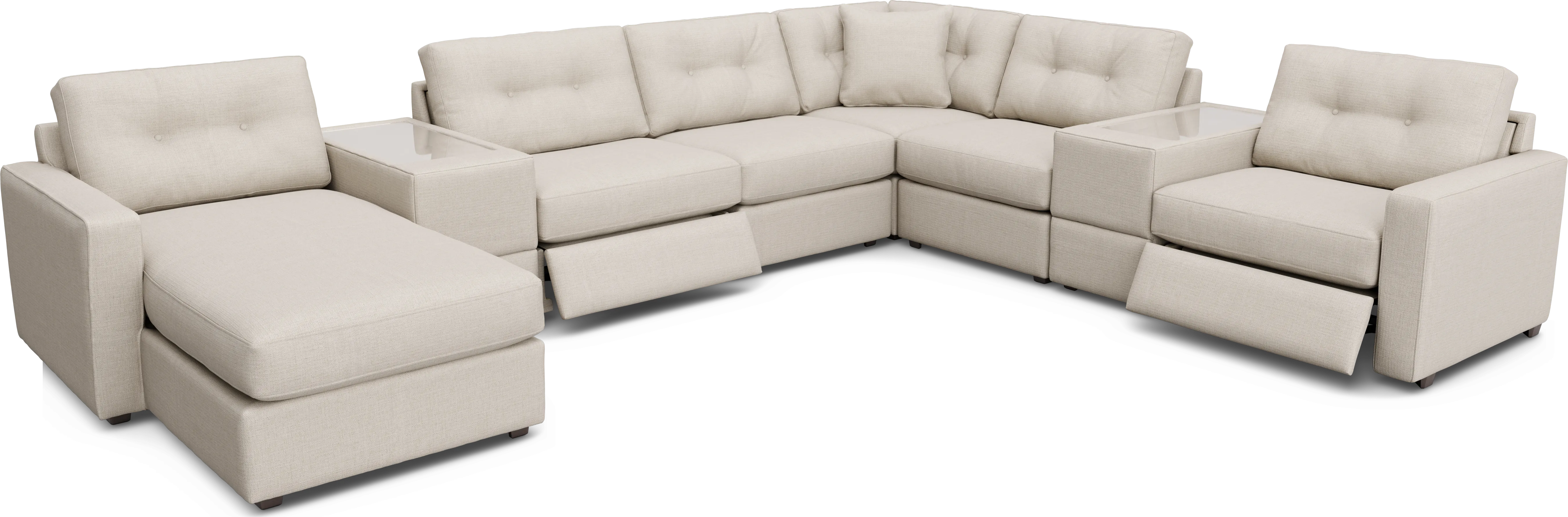Off-White 8 Pc Power Reclining ModularOne - Thumbnail - Image 1