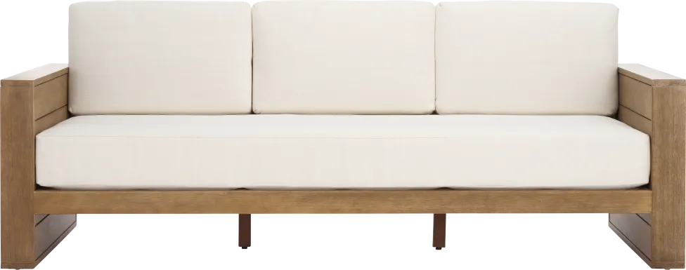 Irocana Natural Outdoor Sofa with Beige Cushions