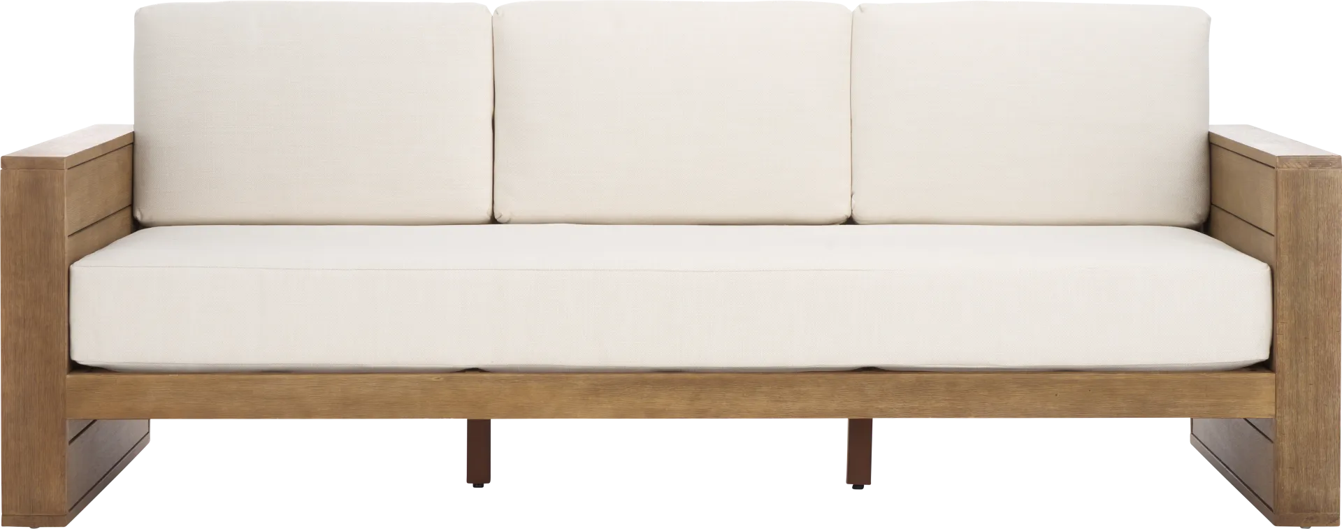Irocana Natural Outdoor Sofa with Beige Cushions