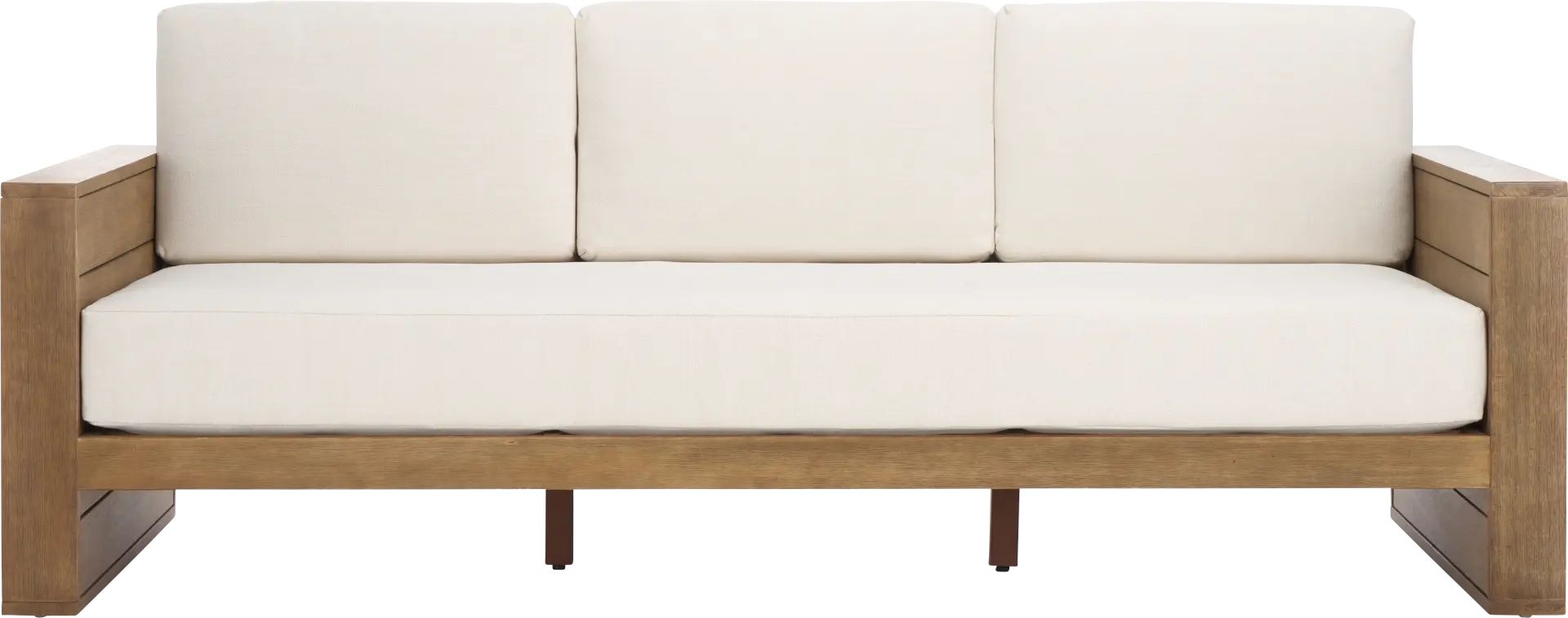 Irocana Natural Outdoor Sofa with Beige Cushions
