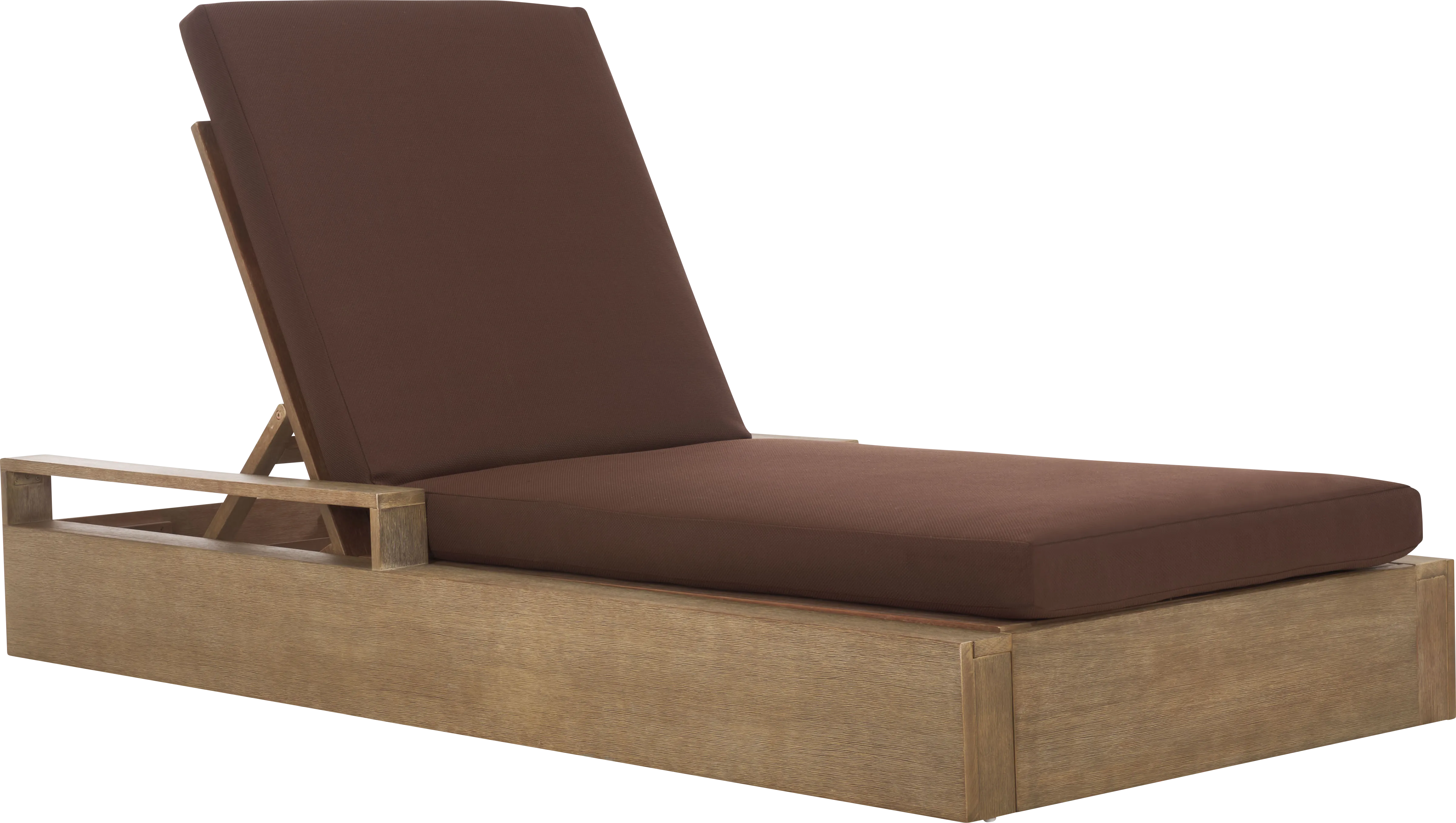 Nialet Brown Outdoor Chaise with Dark Brown Cushions - Thumbnail - Image 1