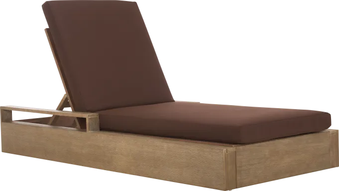 Nialet Brown Outdoor Chaise with Dark Brown Cushions