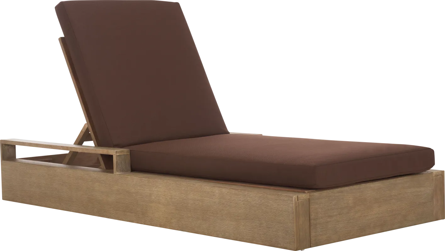 Nialet Brown Outdoor Chaise with Dark Brown Cushions