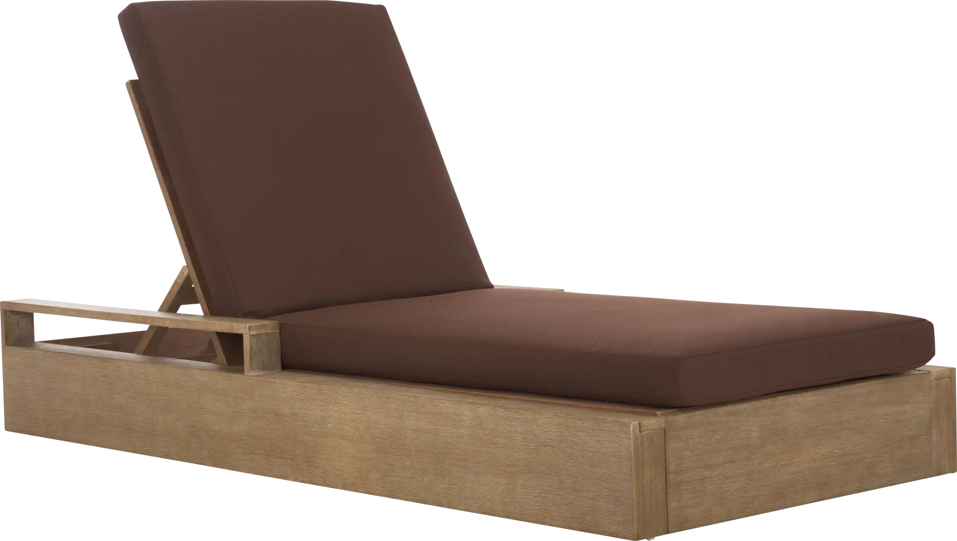Nialet Brown Outdoor Chaise with Dark Brown Cushions