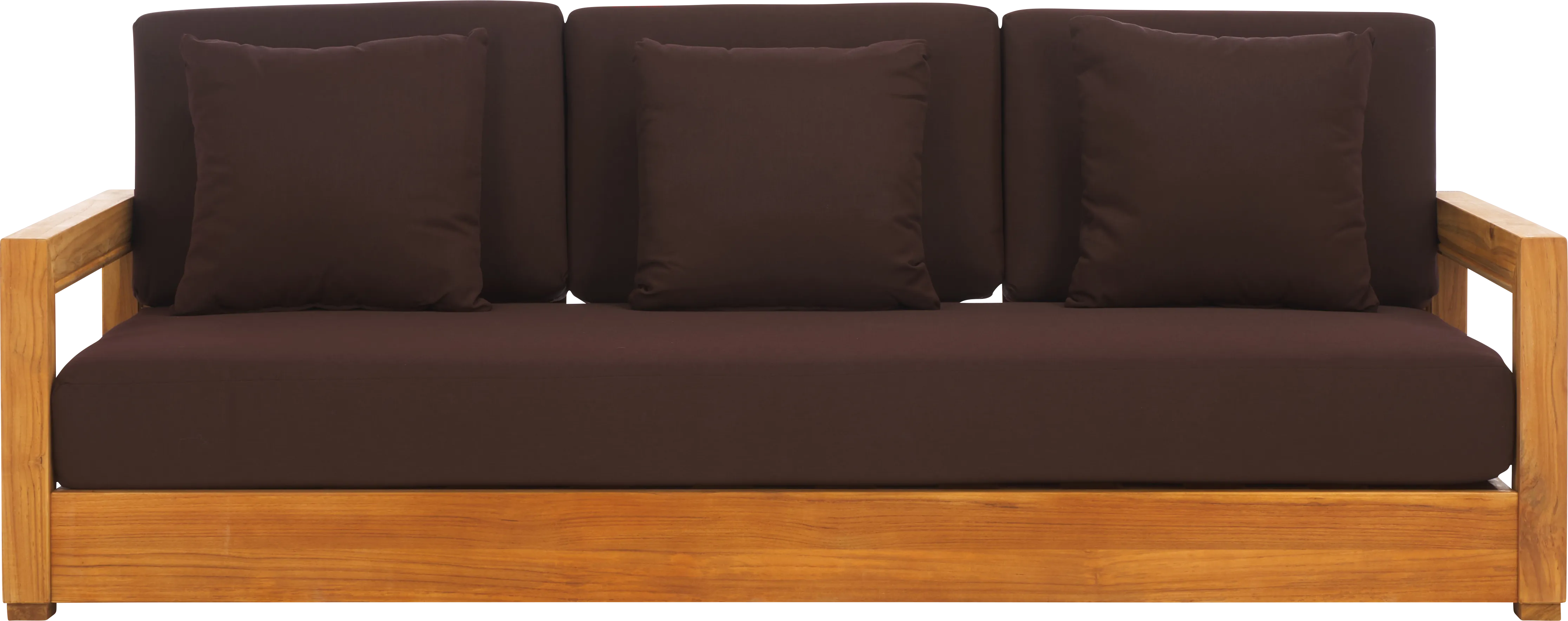 Burling Cay Natural Outdoor Sofa with Dark Brown Cushions - Thumbnail - Image 1