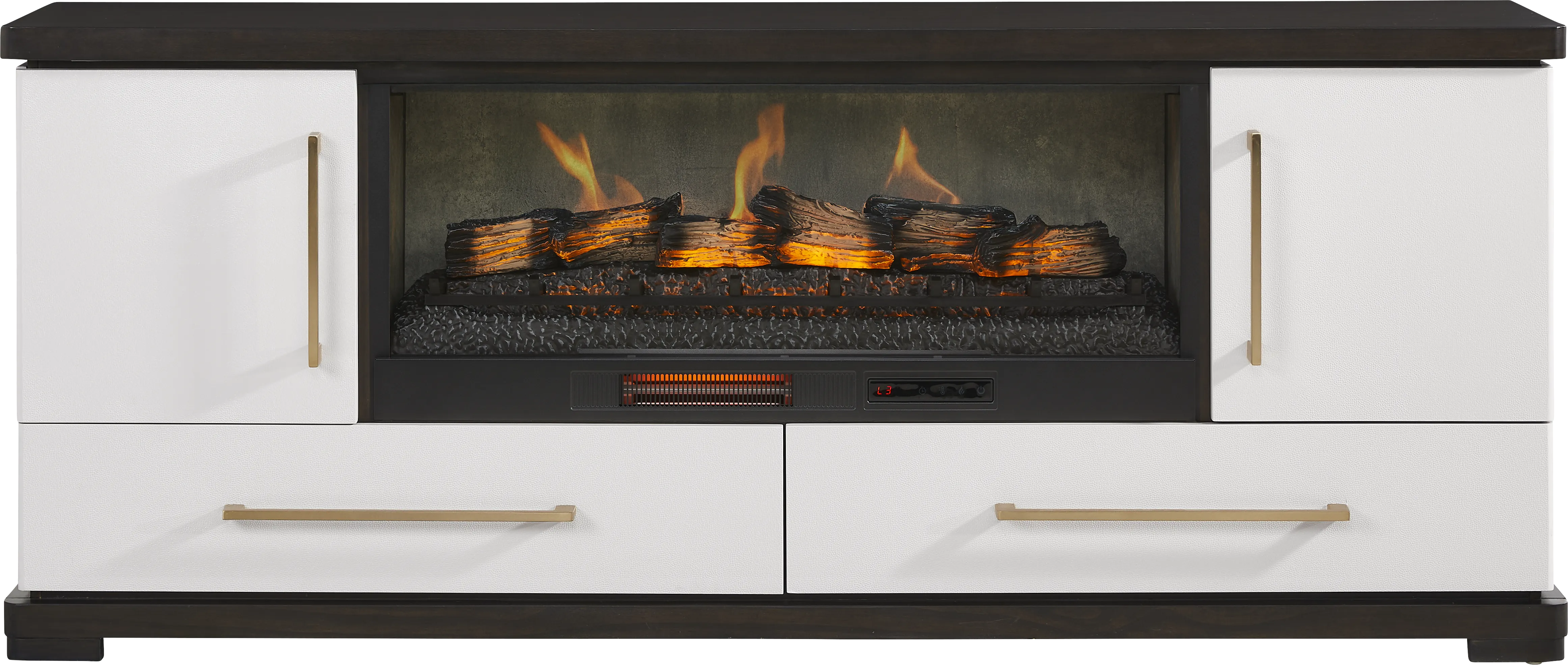 Elko Falls White 80 in. Console with Electric Log Fireplace - Thumbnail - Image 1