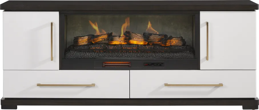 Elko Falls White 80 in. Console with Electric Log Fireplace