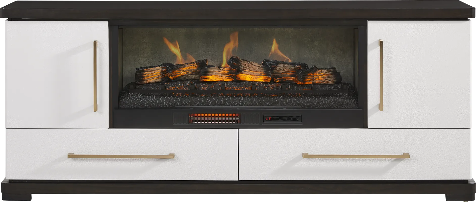 Elko Falls White 80 in. Console with Electric Log Fireplace