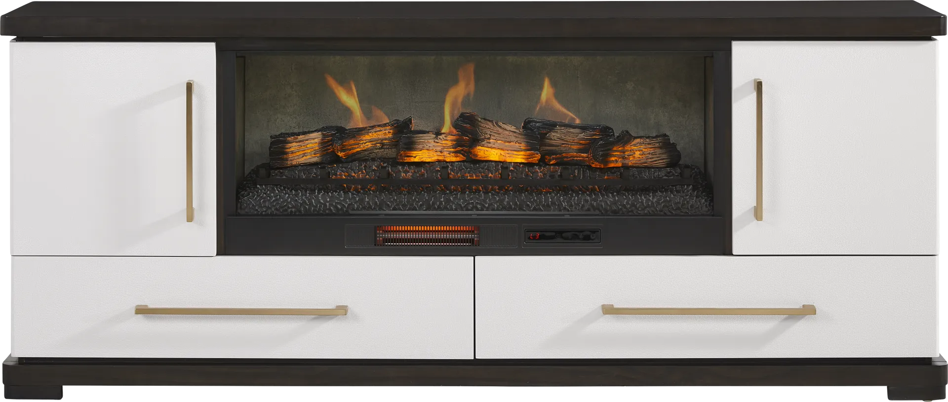Elko Falls White 80 in. Console with Electric Log Fireplace - Image 1