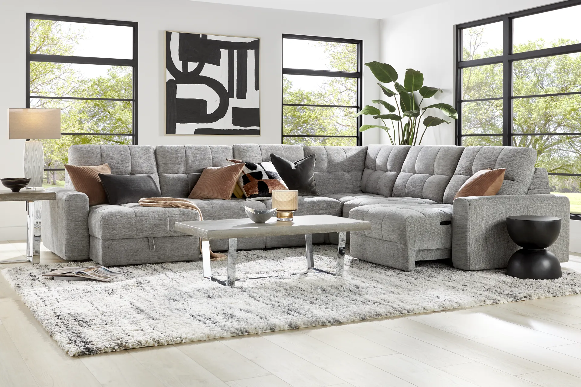 Meriwether Gray 6 Pc Power Slider Sectional - Image 1