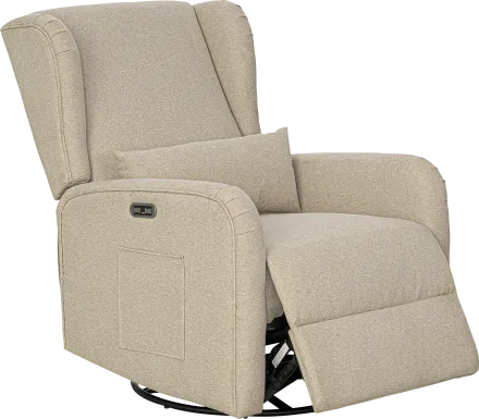 Globeex Beige Power Swivel Recliner