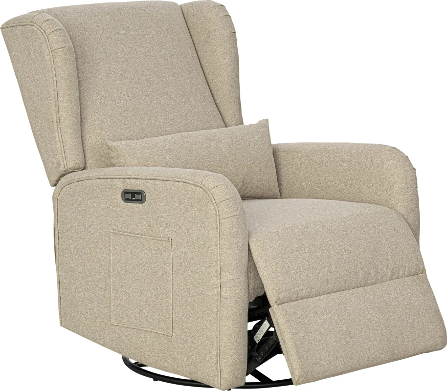 Globeex Beige Power Swivel Recliner