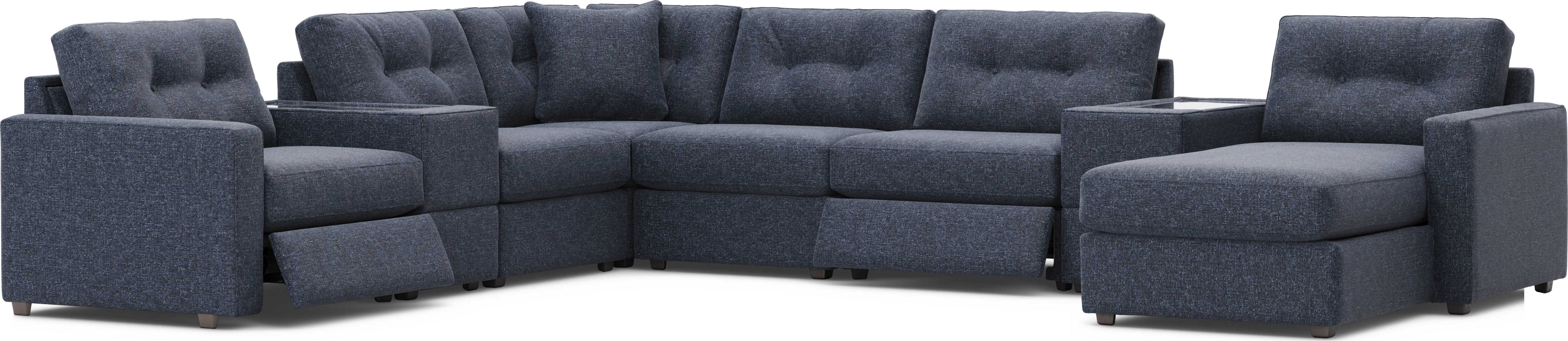 Dark Blue 8 Pc Power Reclining ModularOne - Thumbnail - Image 1