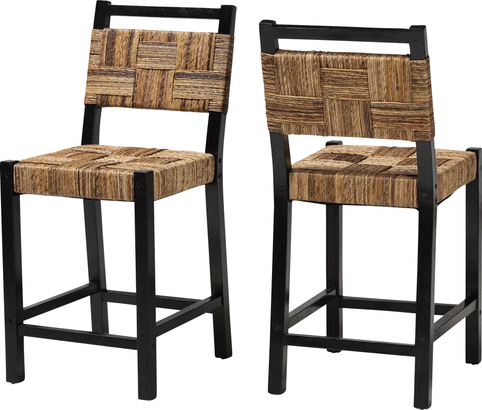 Firecasty Brown and Black Counter Height Stool, Set of 2